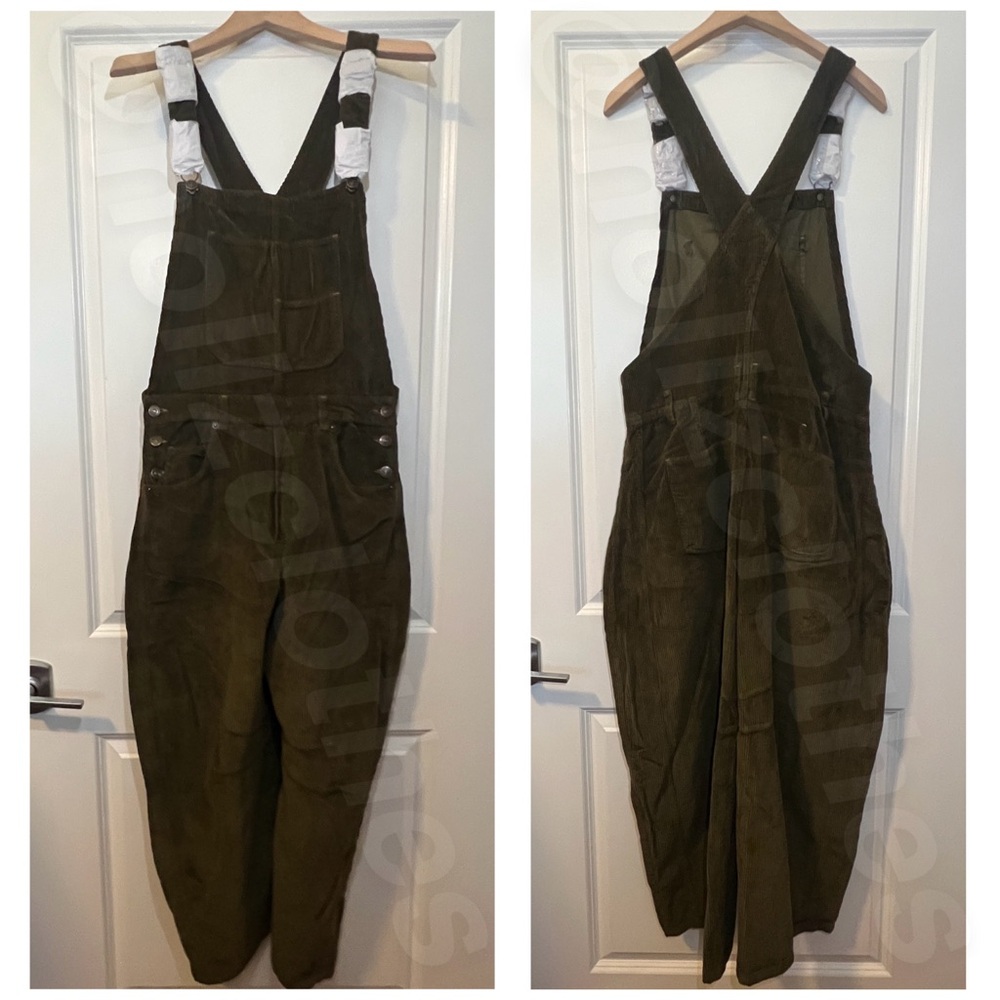NWT Free People Olive Green Corduroy Jumpsuit - Picture 3 of 13